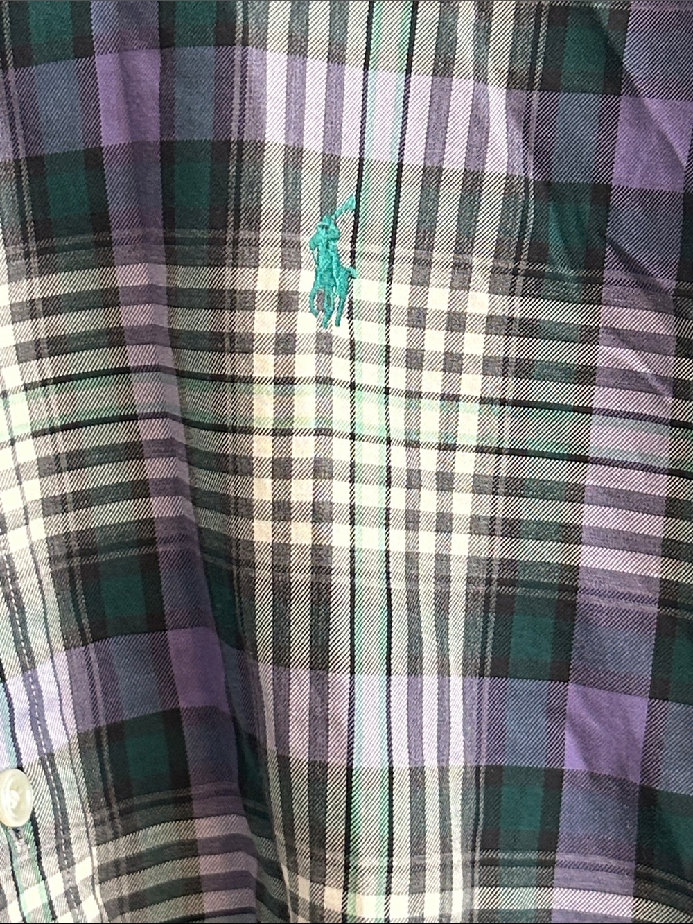 Polo Ralph Lauren Blake Shirt Mens Medium M Purple Green Plaid Button Down 90s - Picture 4 of 4